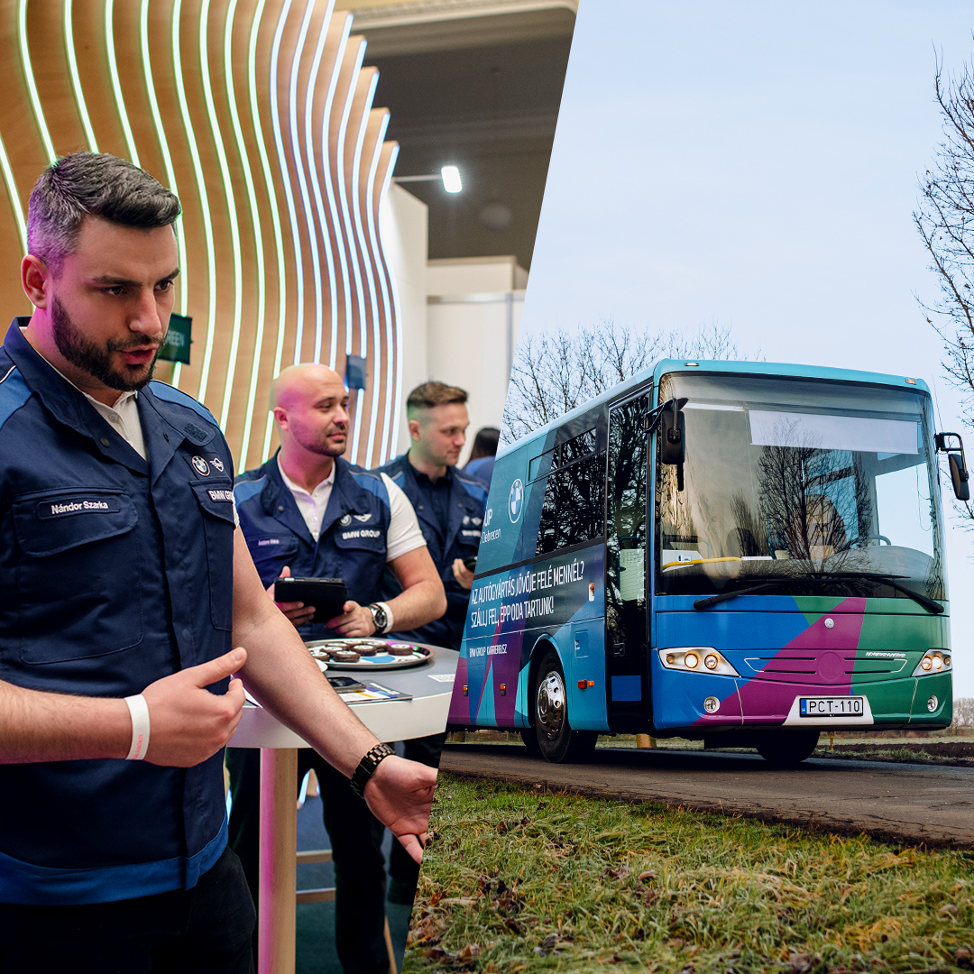 A recruiter is talking to interested people at a fair