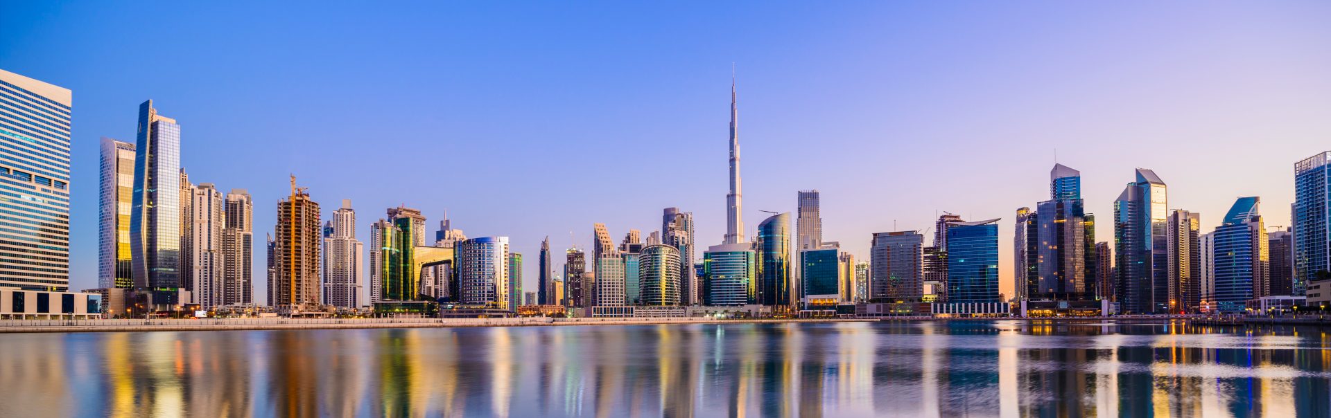 The image shows the skyline of Dubai.