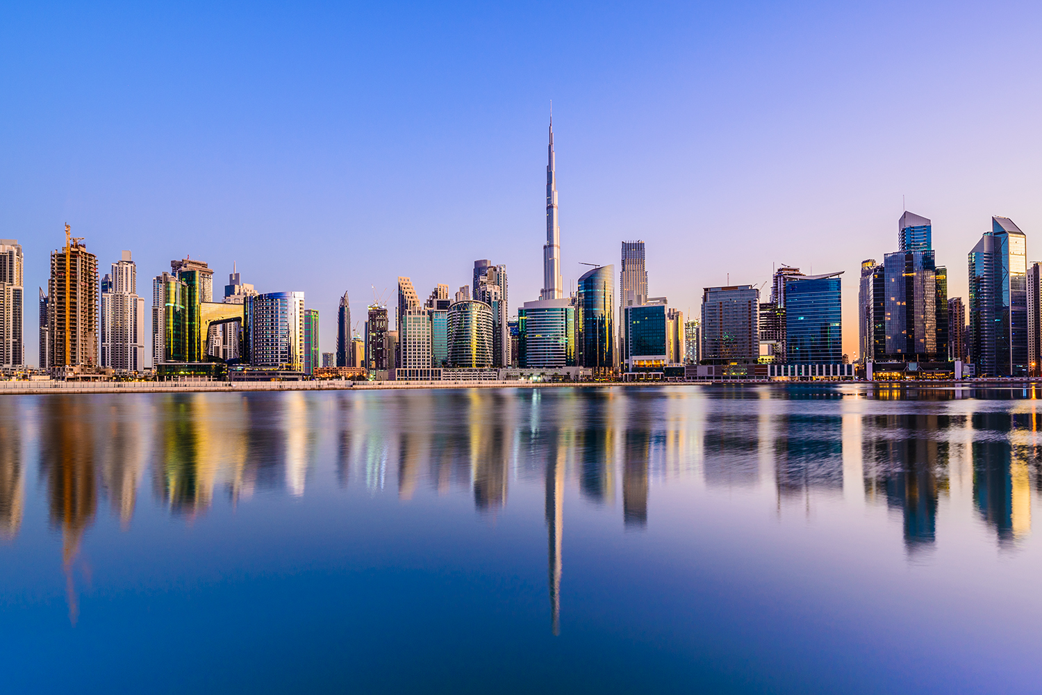 The image shows the skyline of Dubai.