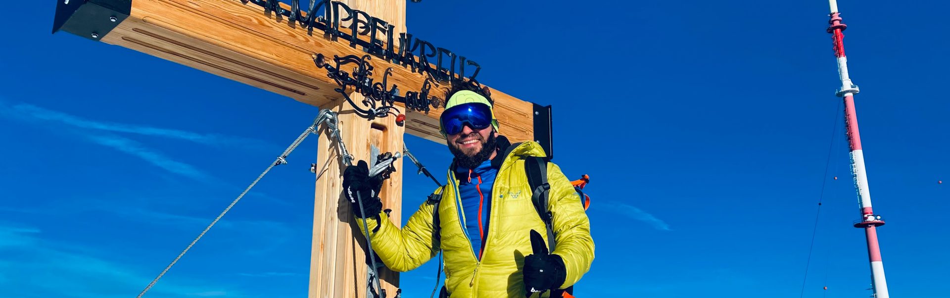 This picture shows Manfred who works at BMW while skitouring.