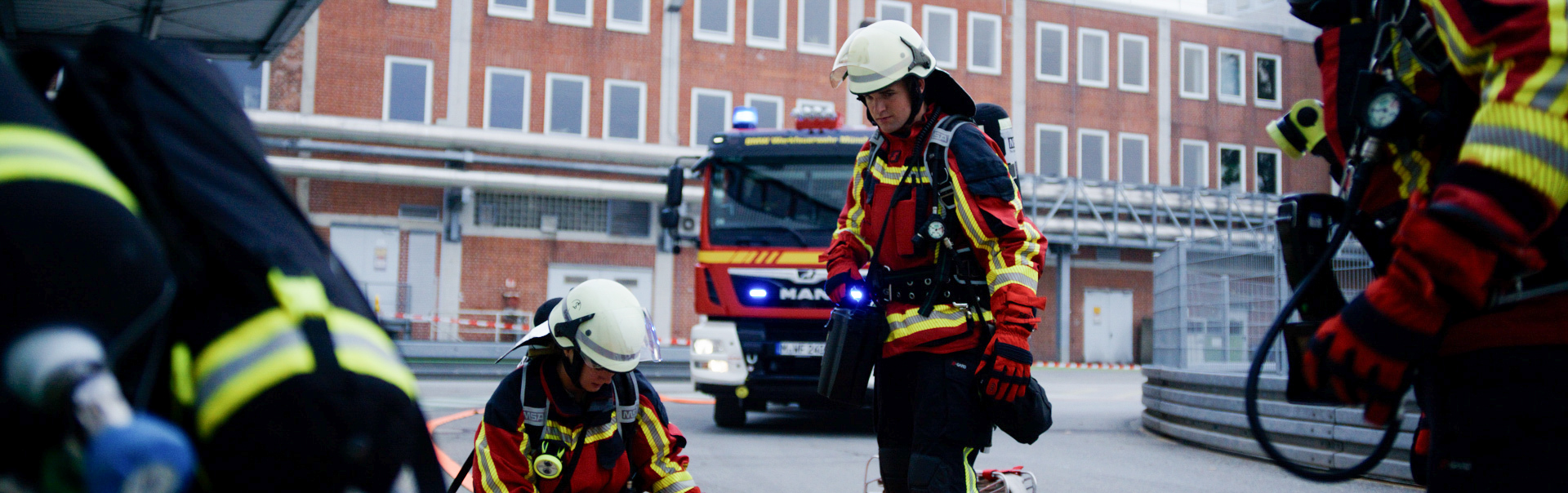 Four plant firefighters in action