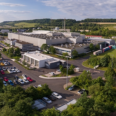 The picture shows an aerial shot of the BMW plant Eisenach.