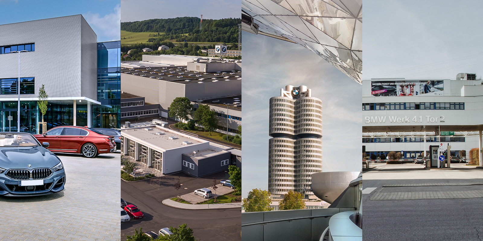 Collage mehrer BMW Group Standorte