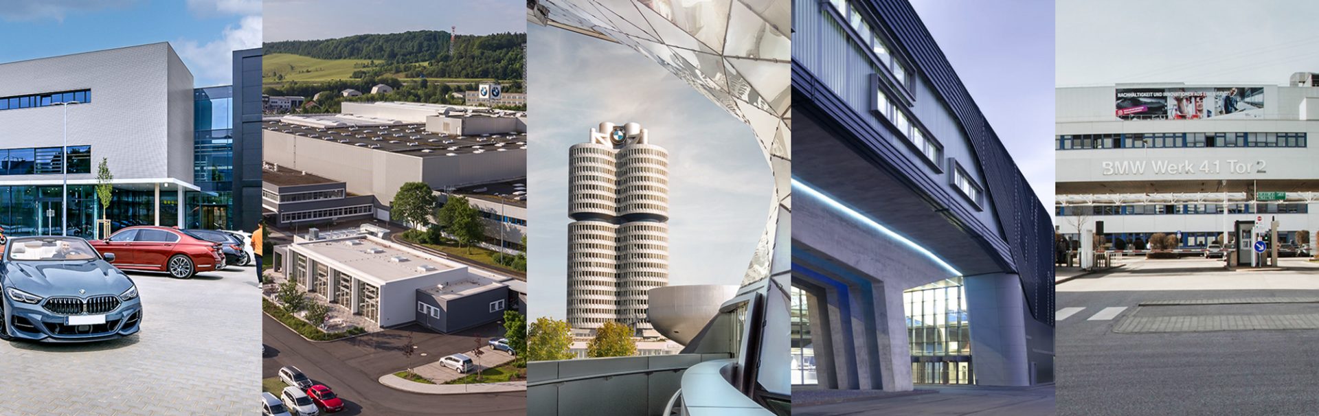 Collage mehrer BMW Group Standorte