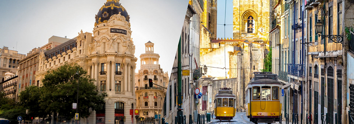 Edificio Metrópolis Madrid & Historic Tram in Lisbon