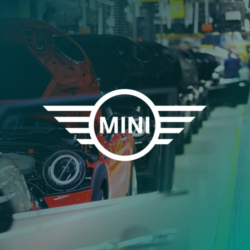 MINI logo and MINI production line.