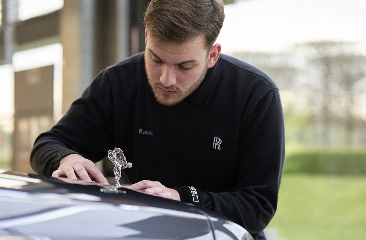 Apprentice Ronnie carefully working at Rolls-Royce