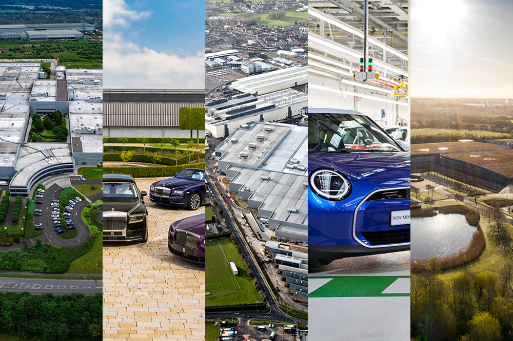 Collage of various BMW Group UK locations.