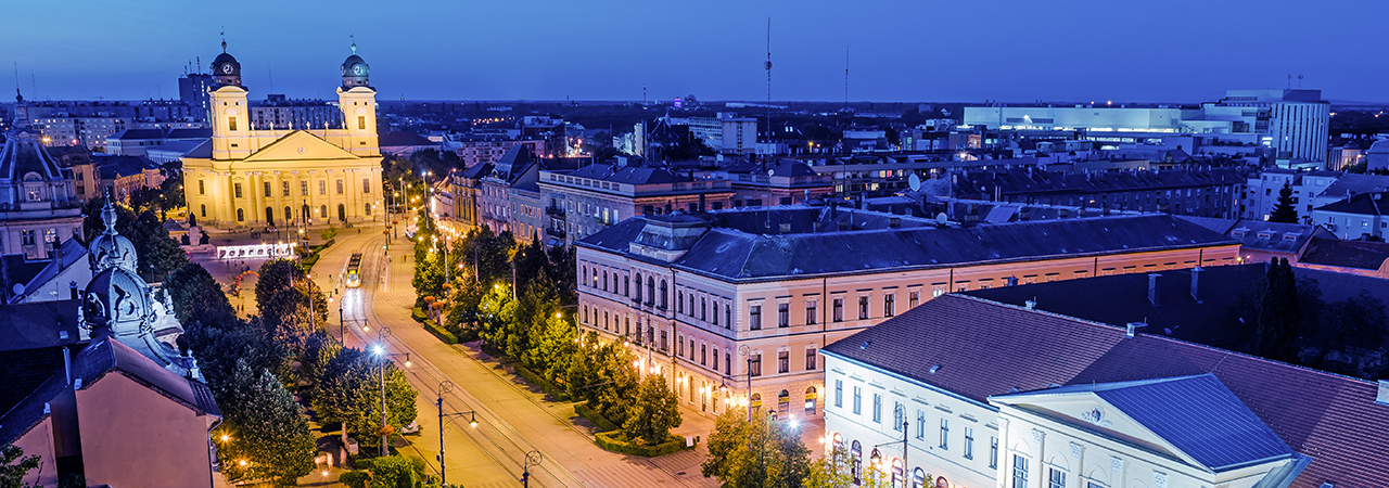 Aerial view of Debrecen city.